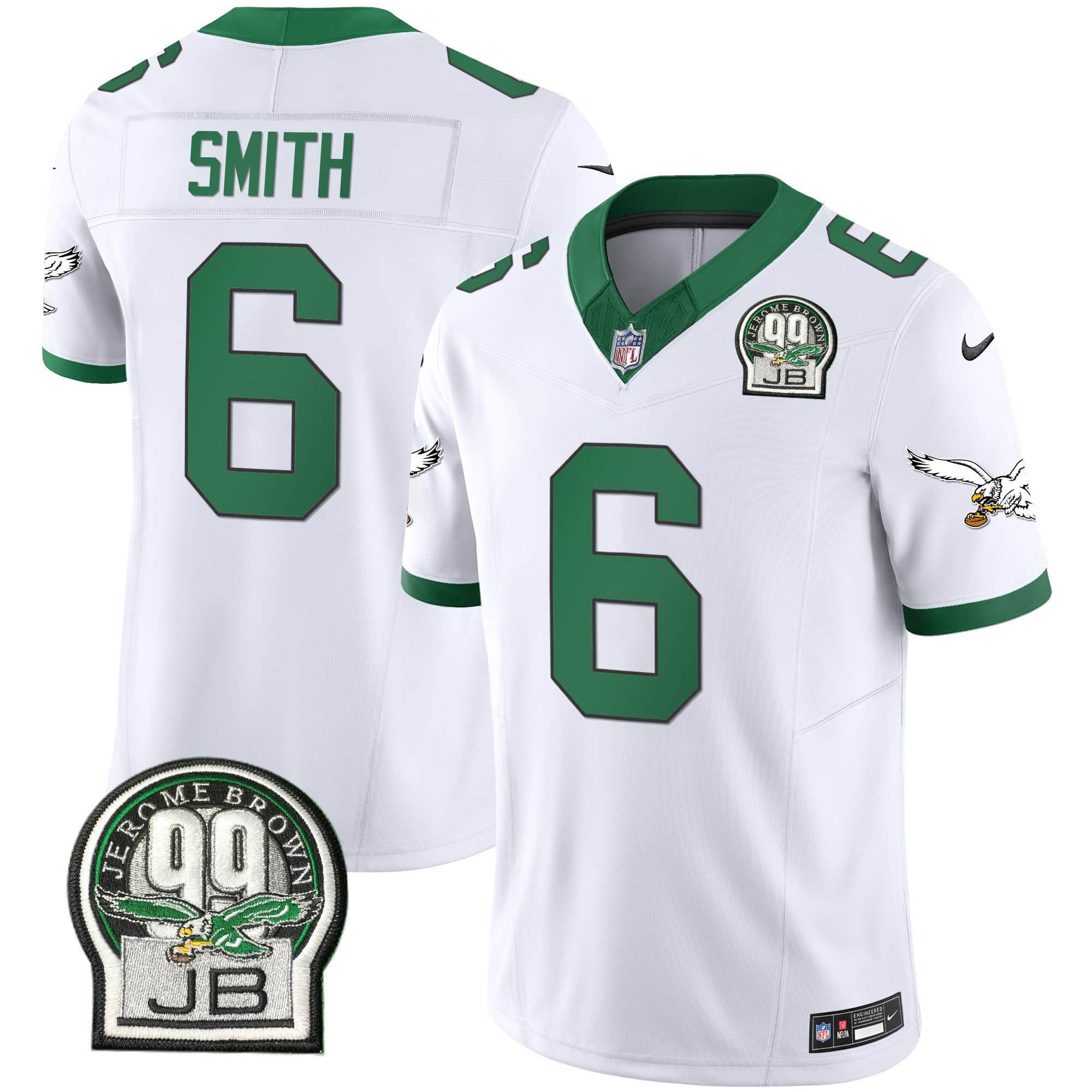 Men Philadelphia Eagles #6 Smith White 2024 Nike Jerome Brown Patch Alternate Limited NFL Jersey->indianapolis colts->NFL Jersey
